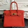 Wholesale Hermes Birkin 30cm 35cm Bag In Orange Clemence Leather