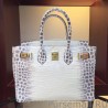 Replicas Hermes Birkin 30cm 35cm Bag In White Crocodile Leather