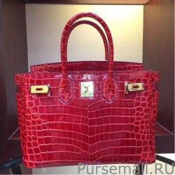 Replica Hermes Birkin 30cm 35cm Bag In Red Crocodile Leather