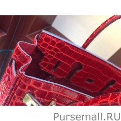 Replica Hermes Birkin 30cm 35cm Bag In Red Crocodile Leather