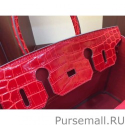 Replica Hermes Birkin 30cm 35cm Bag In Red Crocodile Leather