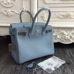 Perfect Hermes Birkin 30cm 35cm Bag In Blue Lin Clemence Leather