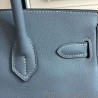 Perfect Hermes Birkin 30cm 35cm Bag In Blue Lin Clemence Leather