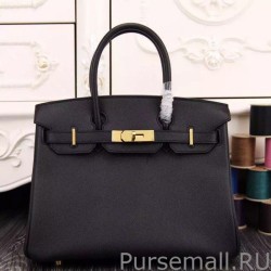 High Hermes Birkin 30cm 35cm Bag In Black Epsom Leather