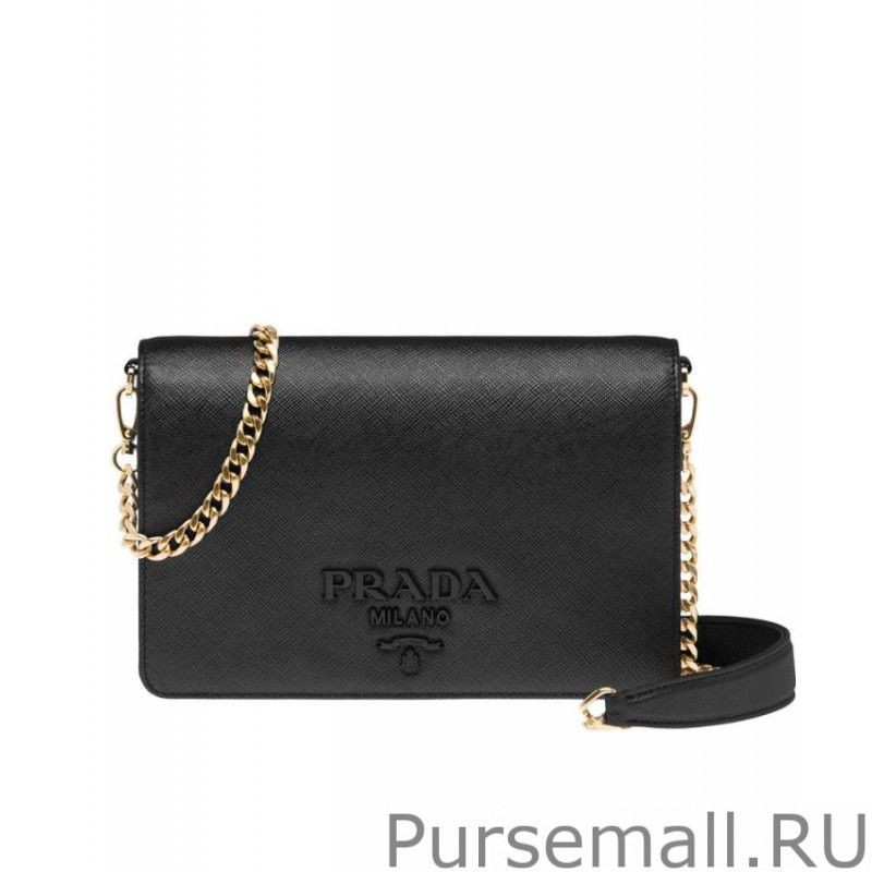 High Quality Prada Saffiano leather shoulder bag 1BP012 Black