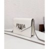 Copy Prada Macro Logo Leather Crossbody Bag 1BD097 White