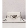 Copy Prada Macro Logo Leather Crossbody Bag 1BD097 White