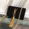 Best Yves Saint Laurent Black Suede Monogram Tassel Bag Y221240