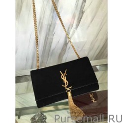 Best Yves Saint Laurent Black Suede Monogram Tassel Bag Y221240