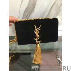 Best Yves Saint Laurent Black Suede Monogram Tassel Bag Y221240