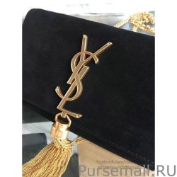 Best Yves Saint Laurent Black Suede Monogram Tassel Bag Y221240