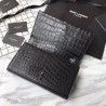 Top Quality Saint Laurent Medium Kate Monogram Crocodile Leather Shoulder Bag Black