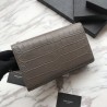 Fashion Saint Laurent Medium Kate Monogram Crocodile Leather Shoulder Bag Gray