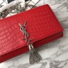 Replica Saint Laurent Medium Kate Monogram Crocodile Leather Shoulder Bag Red