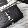 Replica Saint Laurent Small Kate Monogram Tassel Croco Leather Shoulder Bag Black