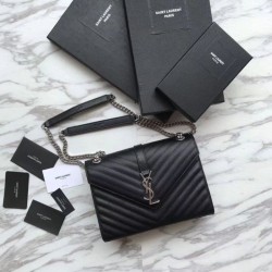 Replica YSL Saint Laurent Envelope Small Bag Grain Embossed Silver Hardware