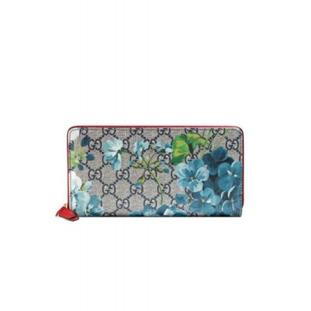 Best GG Blooms Zip Around Wallet 408665 Blue