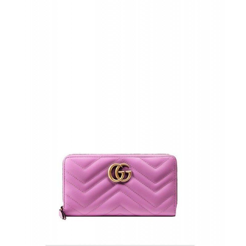 Luxury GG Marmont Matelasse Leather Zip-Around Wallet 443123 Peachblow