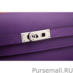 Replica Hermes Kelly Longue Wallet In Purple Epsom Leather