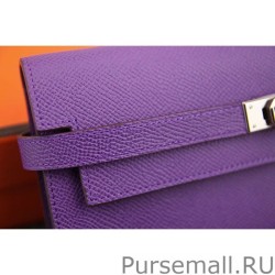 Replica Hermes Kelly Longue Wallet In Purple Epsom Leather