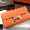 Wholesale Hermes Constance Long Wallet In Orange Epsom Leather