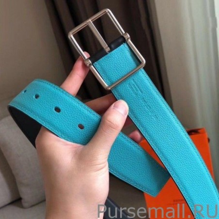 High Hermes Bleu Obscur Saddle 38MM Reversible Belt