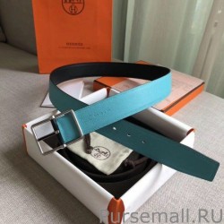 High Hermes Bleu Obscur Saddle 38MM Reversible Belt