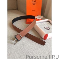 1:1 Mirror Hermes Brown Saddle 38MM Reversible Belt