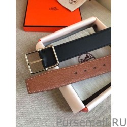 1:1 Mirror Hermes Brown Saddle 38MM Reversible Belt