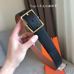 1:1 Mirror Hermes Brown Saddle 38MM Reversible Belt