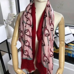 Perfect Cashmere Scarf With Stirrups Print 140 x 140 Red