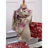 Designer Classic Geranium Double Print Silk Scarf Apricot