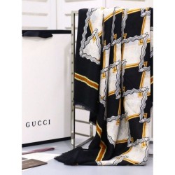 Replicas Classic GG wool Jacquard Scarf 100 x 200 Black