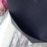 Designer Celine Small Sangle Seau Bag In Navy Grained Leather