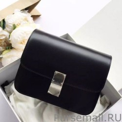 Fashion Celine Medium Classic Box Bag In Black Spazzolato Calfskin