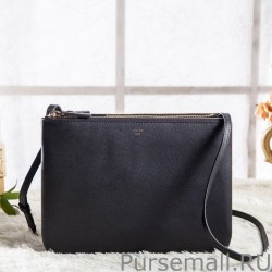 Fashion Celine Large Trio Crossbody Bag In Black Calfskin