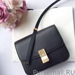 Inspired Celine Medium Classic Box Bag In Black Box Calfskin