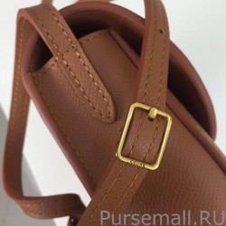 1:1 Mirror Celine Small Trotteur Bag In Brown Grained Calfskin