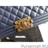 Perfect Boy Classic Flap Bag A67086 Blue Lambskin Leather