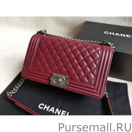 Perfect Boy Classic Flap Bag A67086 Burgundy Lambskin Leather