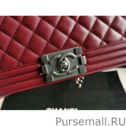 Perfect Boy Classic Flap Bag A67086 Burgundy Lambskin Leather