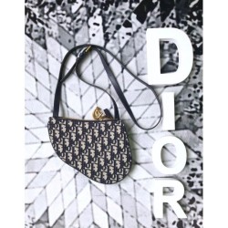 Designer Christian Dior Oblique Saddle Belt Bag Black