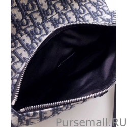 Luxury Christian Dior Oblique Jacquard And Alex Foxton Print Saddle Bag Dark Blue