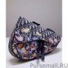 Luxury Christian Dior Oblique Jacquard And Alex Foxton Print Saddle Bag Dark Blue