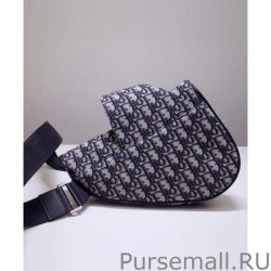 Luxury Christian Dior Oblique Jacquard And Alex Foxton Print Saddle Bag Dark Blue