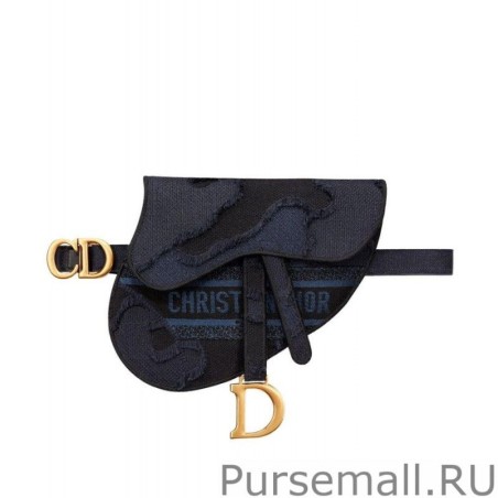 Replicas Christian Dior Saddle Camouflage Pouch Belt Blue