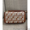 Inspired Fendi Baguette Leather Bag With FF Embroidery 8BR600 Coffee