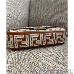 Inspired Fendi Baguette Leather Bag With FF Embroidery 8BR600 Coffee