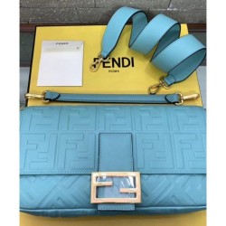 Top Quality large FF logo Baguette Bag Blue