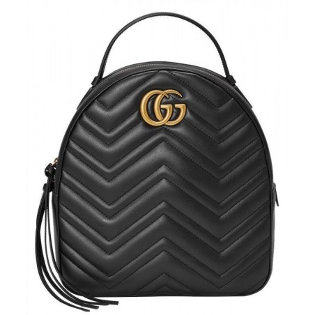 High Quality GG Marmont Quilted Leather Backpack Bag 476671 Black